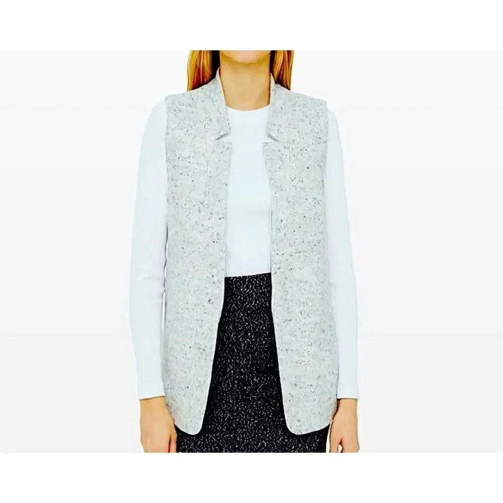 Club Monaco wool cotton blend open gray vest warm with pockets small.